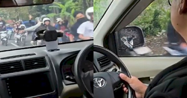 Viral Rombongan Pemotor Rusak Kaca Spion Pengendara Mobil di Tasikmalaya, Netizen Geram 