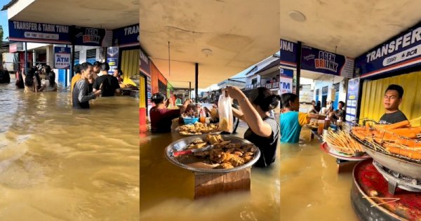 Viral Penjual Gorengan di Kalbar Tetap Jualan Saat Banjir, Ramai Diserbu Pembeli 