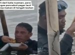Viral Perjuangan Petugas Pencabut Pagar Laut, Makan di Tengah Lautan Sambil Pegangan Bambu
