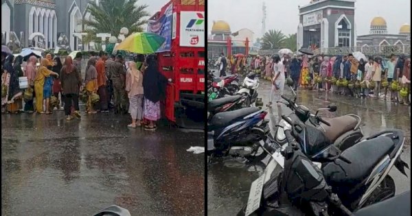 Warga Antre Beli Gas LPG 3 Kg di Tengah Hujan, Tuai Sorotan Netizen