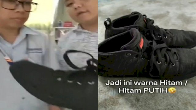 Momen perdebatan guru dan orang tua siswa karena sepatu hitam. (Foto: X @kegblgnunfaedh)