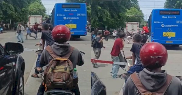 Viral Bus Transjakarta Terjebak di Perlintasan Rel Kereta, Penumpang Panik Berhamburan Keluar