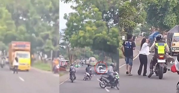 Viral Wanita Hadang dan Tabrakkan Diri ke Kendaraan yang Melintas di Jombang 