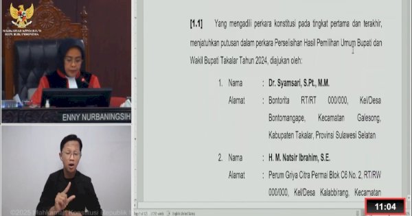 KPU Takalar Dinilai Profesional, MK Tolak Gugatan Sengketa Pilkada