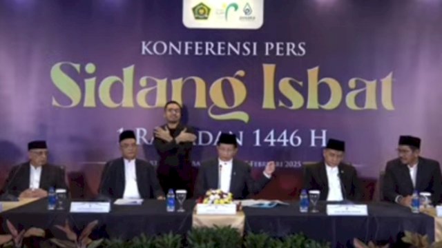 Kemenag RI saat melakukan press konferens terkait penentuan 1 Ramadan 1446 Hijriah.