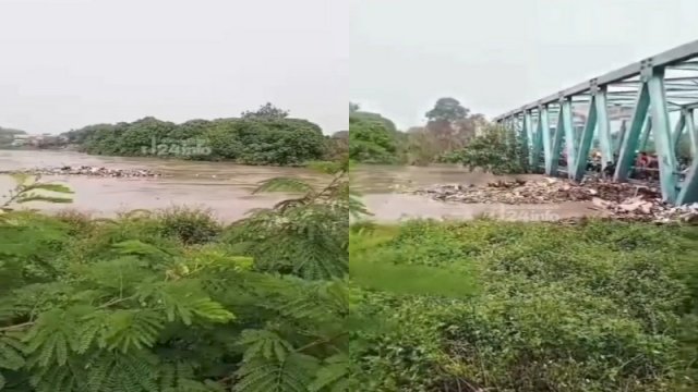 Ayam hanyut terbawa arus banjir di bekasi. (Foto: Instagram @jabodetabekinfo.id)