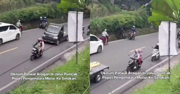 Oknum Polisi Patwal Diteriaki Warga Gegara Arogan Tendang Pemotor hingga Terperosok