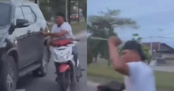 Viral Pemotor Pukul Mobil Pakai Sajam di Jalanan Pekanbaru 