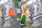 Viral Aksi Pria Berlari Mengejar Toren Air yang Hanyut Terbawa Arus Banjir