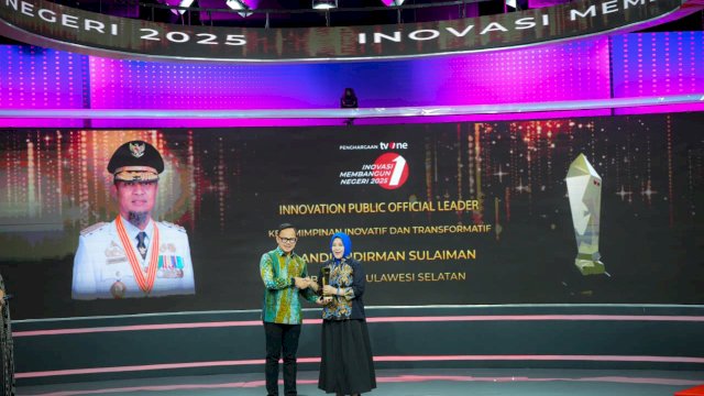 Andi Sudirman Sulaiman Raih Penghargaan Pemimpin Inovatif dan Transformatif, Diterima Wagub Fatmawati