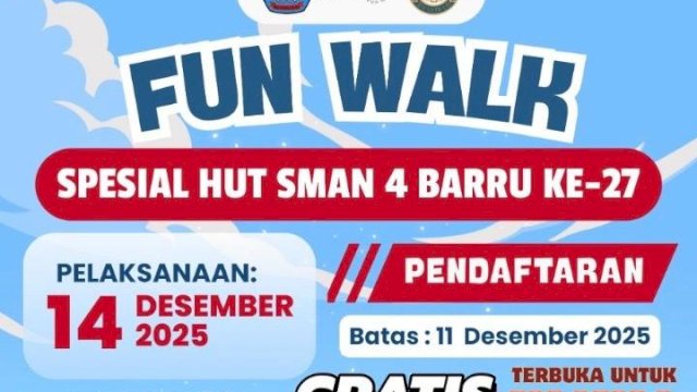 Ayo Meriahkan Fun Walk Spesial HUT SMAN 4 Barru ke-27: Gratis, Seru, dan Banyak Hadiah!