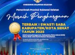 Pemprov Sulsel Raih Penghargaan Terbaik 1 Swasti Saba Kabupaten/Kota Sehat 2025