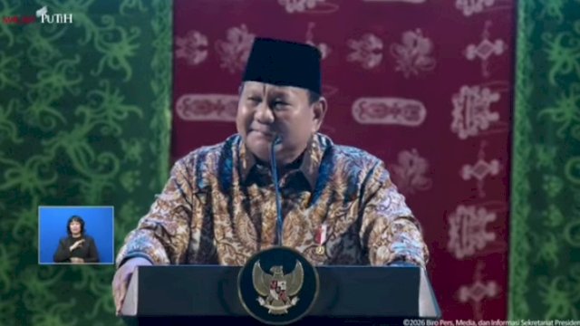 Presiden Pranowo Subianto menghadiri puncak peringatan Natal Nasional Tahun 2025, di Tennis Indoor Senayan, Jakarta, Senin (5/1/2026).