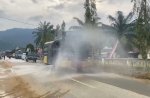 Cegah ISPA, Water Cannon Dikerahkan Bersihkan Debu Sisa Banjir di Aceh&nbsp;