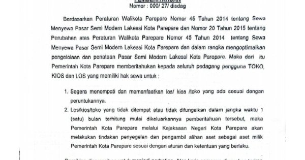 Pemkot Parepare Minta Pedagang Segera Tempati Kios di Pasar Semi Modern Lakessi, Melanggar Akan Disegel 