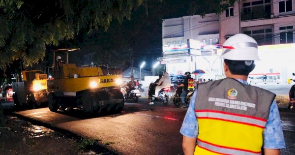 Pengaspalan Dikebut Malam Hari, Pemprov Sulsel Percepat Penanganan Ruas Areopala