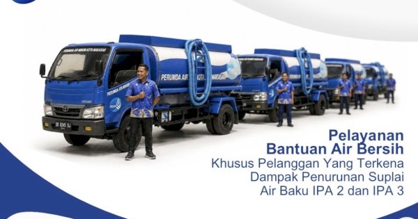 Perumda Air Minum Makassar Siagakan Mobil Tangki Gratis, Layani Pelanggan Terdampak Penurunan Suplai Air Baku