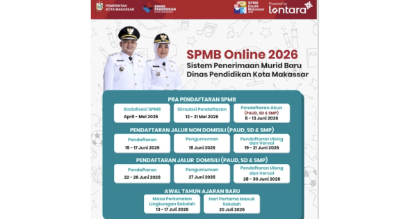SPMB Makassar 2026 Dibuka 8 Juni, Disdik Minta Orang Tua Segera Buat Akun dan Siapkan Dokumen