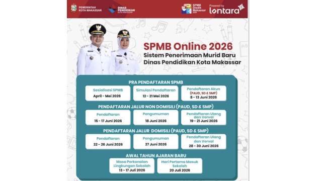 SPMB Makassar 2026 Dibuka 8 Juni, Disdik Minta Orang Tua Segera Buat Akun dan Siapkan Dokumen