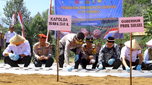 Targetkan 570 Ton Bawang Putih: Polda Sulsel Sulap Lahan Tidur Jadi Kawasan Produktif