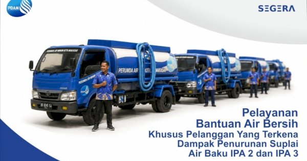 PDAM Makassar Siaga Tangki Gratis untuk Pelanggan Terdampak Kekeringan, Bisa Hubungi Nomor Ini