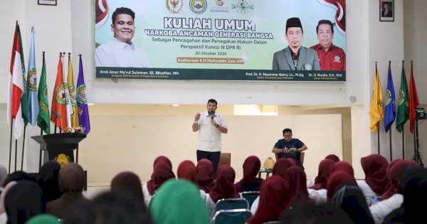 Bahas Ancaman Narkoba dan Penegakan Hukum, Andi Amar Ma’ruf Sulaeman Beri Kuliah Umum di Fakultas Hukum UIM