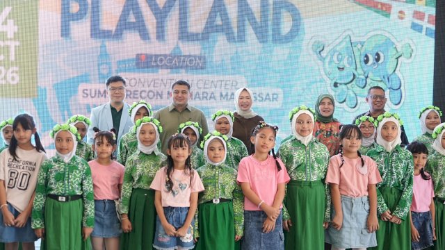 Wali Kota Makassar, Munafri Arifuddin saat menghadiri kegiatan United Nations Day bertajuk Hoppy Little Water Detectives yang diselenggarakan HOPLiN Preschool Makassar di Summarecon Mutiara Makassar Convention Center, Sabtu (24/10/2026).