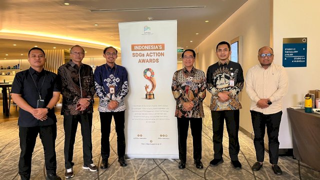Delegasi Sulsel saat mengikuti wawancara final lima besar Indonesia&rsquo;s SDGs Action Awards 2026 melalui inovasi Apartemen Ikan, di Hotel Pullman Jakarta Indonesia, Jakarta Pusat, Jumat (23/10/2026).