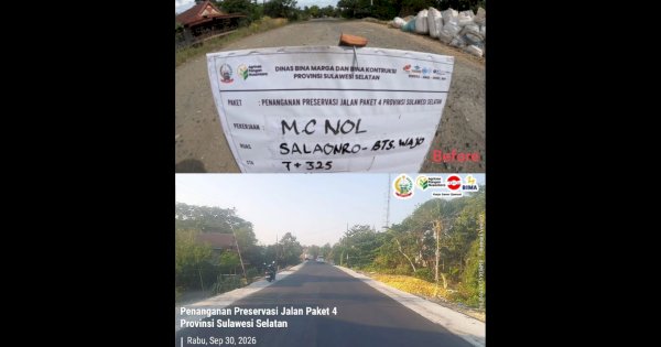 Ruas Jalan Salaonro Soppeng-Batas Wajo Kini Mulus Berkat Program MYP Pemprov Sulsel