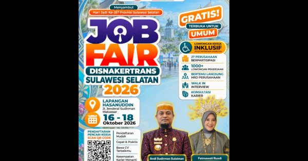 Sambut 357 Tahun Provinsi Sulawesi Selatan, Disnakertrans Gelar Job Fair 2026