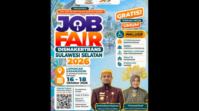 Sambut 357 Tahun Provinsi Sulawesi Selatan, Disnakertrans Gelar Job Fair 2026